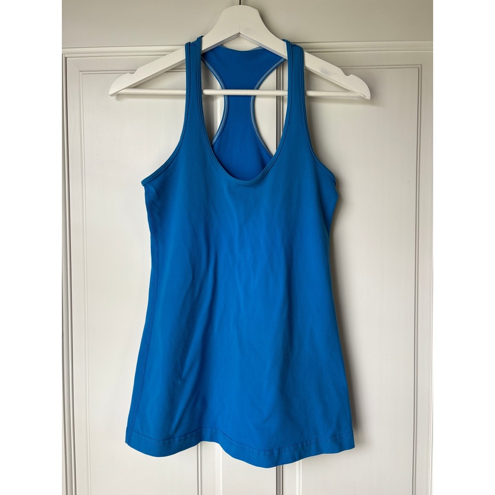 Lululemon Cool Racerback Tank Top Size 4 Blue Yoga Gym Activewear - Picture 3 of 5